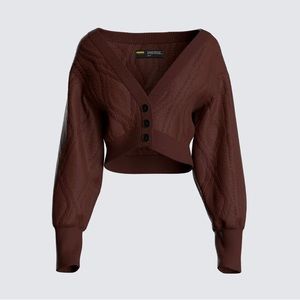 Brown Cable Knit Cardigan